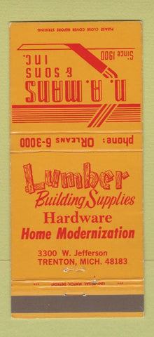 Matchbook Cover - AA Mans Sons Lumber Trenton MI 30 Strike