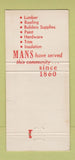 Matchbook Cover - AA Mans Sons Lumber Trenton MI 30 Strike