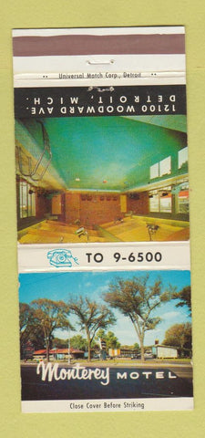 Matchbook Cover - Monterey Motel Detroit MI WEAR 30 Strike