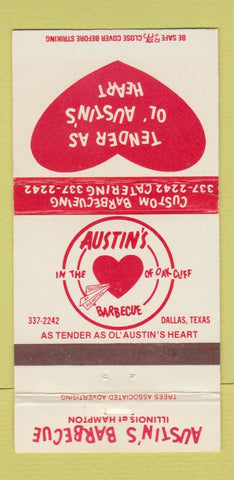 Matchbook Cover - Austin's BBQ Dallas TX 30 Strike