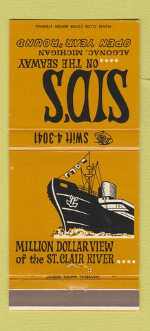 Matchbook Cover - Sid's Restaurant Algonac MI 30 Strike