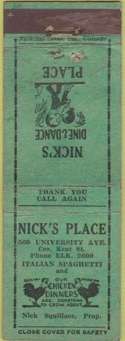 Matchbook Cover - Nick's Place St Paul MN? 30's CREASES green