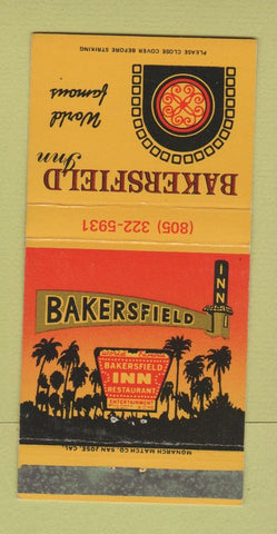 Matchbook Cover - Bakersfield Inn CA 30 Strike