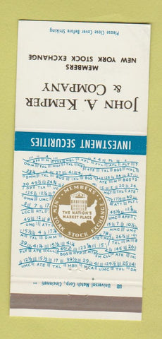 Matchbook Cover - John Kemper Investements Dayton Lima OH Detroit 30 Strike