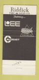 Matchbook Cover - Riddick Tire Sales Atlanta GA Lee Delta McCreary 30 Strike