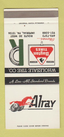 Matchbook Cover - Alray Tires Dayton Imperial PA SAMPLE 30 Strike