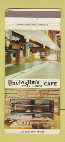 Matchbook Cover - Uncle Jim's Cafe Steak House Breckenridge MN WEAR 30 Strike