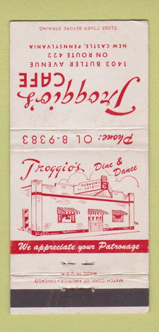 Matchbook Cover - Troggio's Cafe New Castle PA WEAR 30 Strike