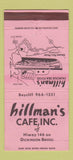 Matchbook Cover - Hillman's Cafe Dickinson Bayou TX 30 Strike