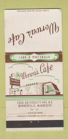 Matchbook Cover - Worwa's Cafe Minneapolis MN WEAR 30 Strike