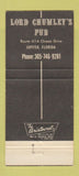 Matchbook Cover - Lord Chumley's Pub Jupiter FL 30 Strike