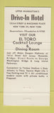 Matchbook Cover - Drive In Hotel New York City 30 Strike