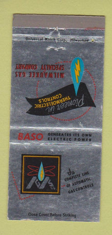 Matchbook Cover - Basco Milwaukee Gas WI WEAR 30 Strike