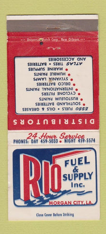 Matchbook Cover - Rio Fuel and Supply Morgan City LA WEAR 30 Strike