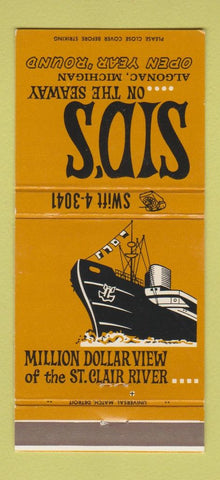 Matchbook Cover - Sid's Restaurant Algonac MI 30 Strike