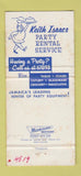Matchbook Cover - Keith Isaacs Party Hire Service Kingston Jamaica 30 Strike