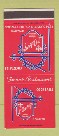 Matchbook Cover - L' Auberge French Restaurant Hollywood CA SAMPLE 30 Strike