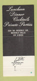 Matchbook Cover - Maison Gerard French Restaurant Beverly Hills CA 30 Strike