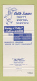 Matchbook Cover - Keith Isaacs Party Hire Service Kingston Jamaica 30 Strike
