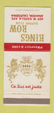 Matchbook Cover - Kings Row Supper Club Anaheim CA 30 Strike