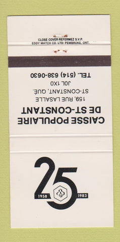 Matchbook Cover - Caisse Populaire De St Constant QC 1983 30 Strike