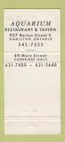 Matchbook Cover - Aquarium Restaurant Hamilton ON 30 Strike
