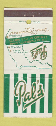 Matchbook Cover - Pal's Deerfield Beach Pompano Fort Lauderdale FL 30 Strike