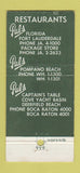 Matchbook Cover - Pal's Deerfield Beach Pompano Fort Lauderdale FL 30 Strike