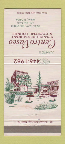 Matchbook Cover - Juanito's Centro Vasco Spanish Miami FL 30 Strike