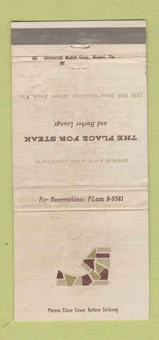 Matchbook Cover - The Place for Steak Miami Beach FL WEAR 30 Strike