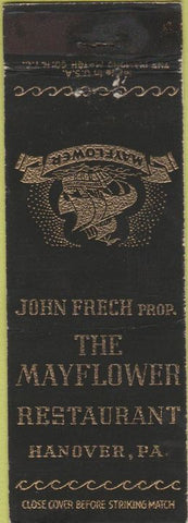 Matchbook Cover - Mayflower Hotel Hanover PA Restaurant