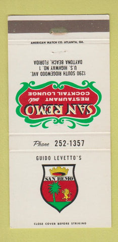 Matchbook Cover - San Remo Restaurant Daytona Beach FL 30 Strike