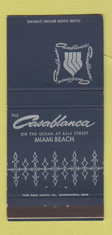 Matchbook Cover - Casablanca Miami Beach FL hotel 30 Strike