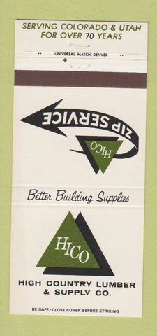 Matchbook Cover - High County Lumber Basalt Glenwood Springs Colorado 30 Strike