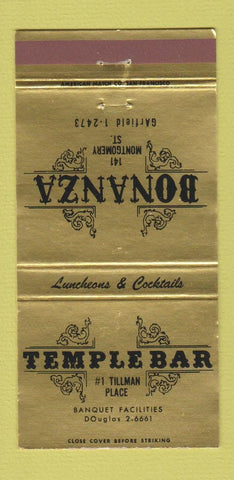 Matchbook Cover - Bonanza Temple Bar San Francisco CA 30 Strike