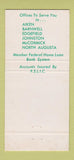 Matchbook Cover - Palmetto Federal Savings Clearwater SC 30 Strike