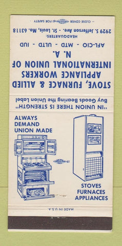 Matchbook Cover - Stove Furnace Appliance Workers Union St Louis MO 30 Strike