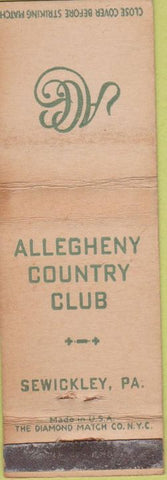 Matchbook Cover - Allegheny Country Club Sewickley PA WEAR