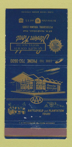 Matchbook Cover - Steven Kent Quality Courts Motel Petersburg VA WEAR 30 Strike