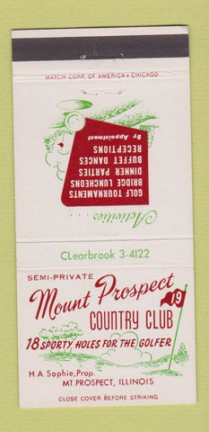 Matchbook Cover - Mount Prospect Country Club IL WEAR 30 Strike