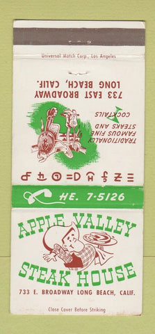 Matchbook Cover - Apple Valley Steak House Long Beach CA 30 Strike