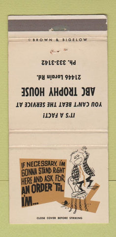 Matchbook Cover - ABC Trophy House Cleveland? 30 Strike