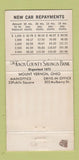 Matchbook Cover - Knox County Savings Loans Mount Vernon OH WEAR 30 Strike