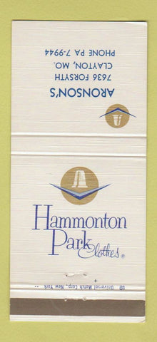 Matchbook Cover - Hammonton Park Men's Clothes Aronson's Clayton MO 30 Strike