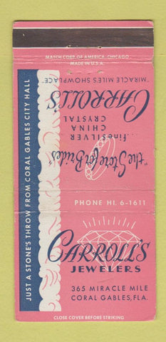Matchbook Cover - Carroll's Jewelry Coral Gables FL WEAR 30 Strike