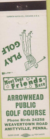 Matchbook Cover - Arrowhead Public Golf Course Amityville PA
