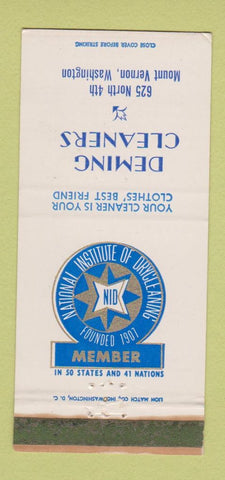 Matchbook Cover - Deming Cleaners Mount Vernon WA WORN 30 Strike