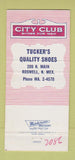Matchbook Cover - City Club Men's Shoes Tucker's Roswell NM 30 Strike