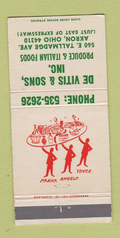 Matchbook Cover - De Vitis & Sons Italian Foods Akron OH 30 Strike