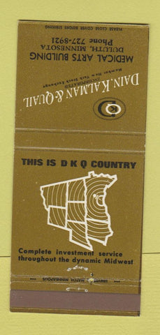 Matchbook Cover - Dain Kalman & Quail Investments Duluth MN 30 Strike